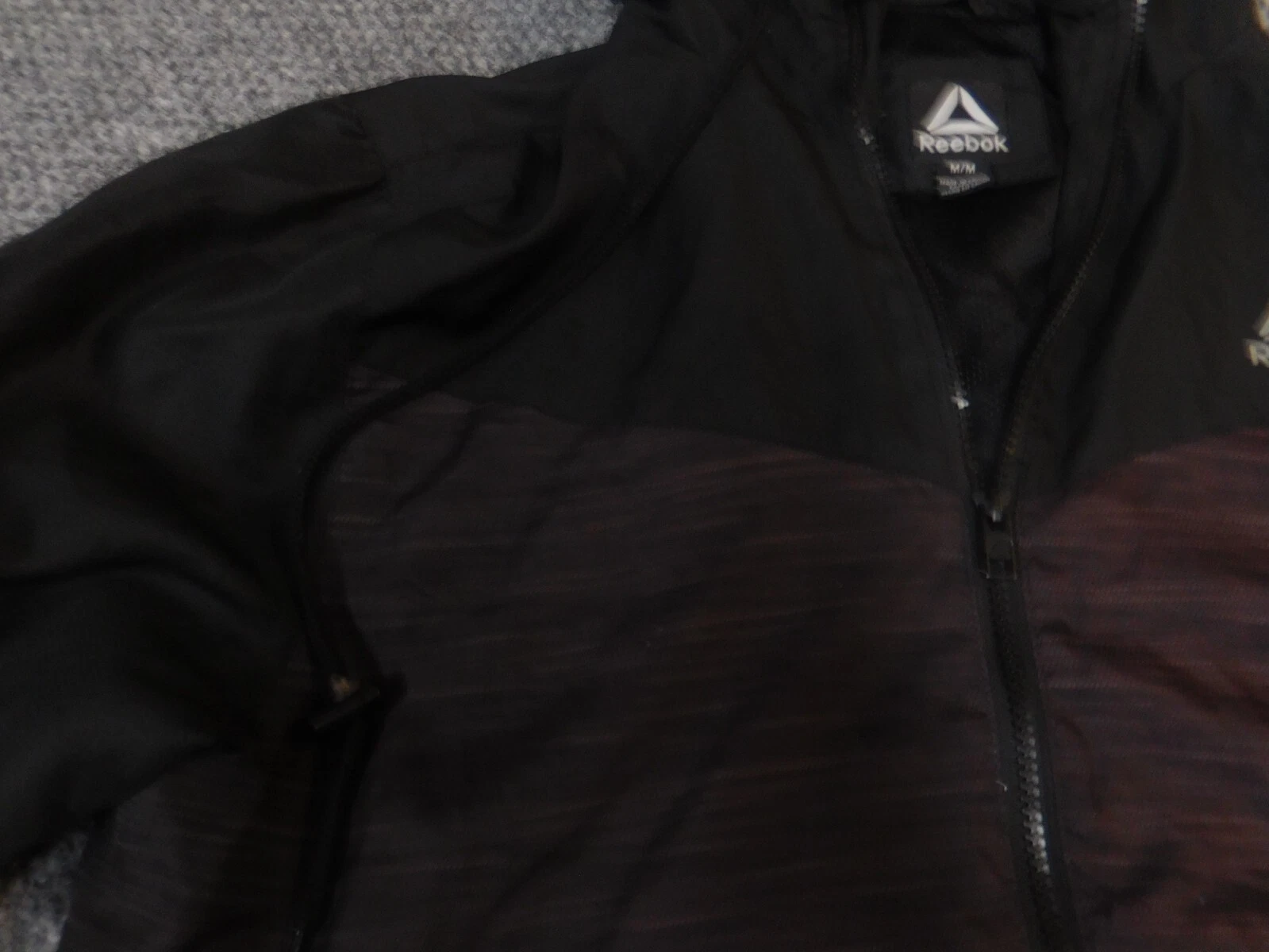 Reebok Mens Jacket M purple black Hoodie full zip drawstring blue - product detail image 8