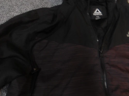 Reebok Mens Jacket M purple black Hoodie full zip drawstring blue image 8