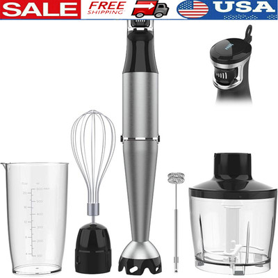 1100W Immersion Blender Handheld Variable Speed Mixer Chopper Whisk Frother 5in1