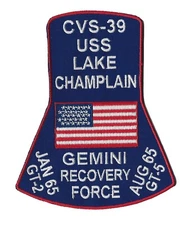 NASA US Navy USS Lake Champlain CVS-39 Gemini 2 & 5 space recovery ship patch