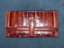 Vintage Eel Skin Clutch Wallet - Brown - Made In Korea