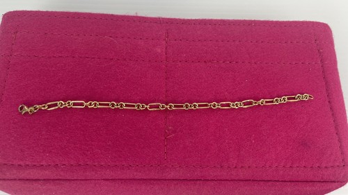14K Yellow Italy 585 Gold Figaro Chain Link Bracelet 7.5”L Weight 1.9g - Picture 2 of 11