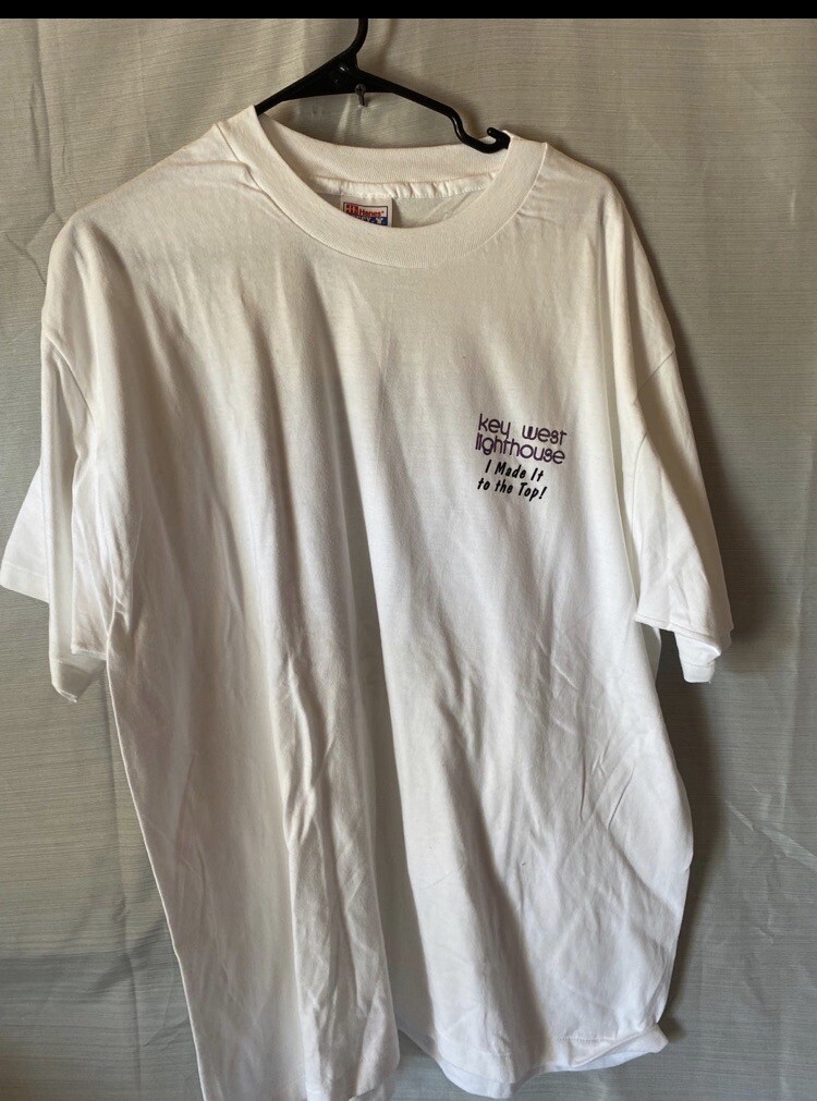 90'S Hanes BEEFY-T Printed T-shirt, Made in USA, Men's L size, Vintage cotton white type Vintage Second Hand