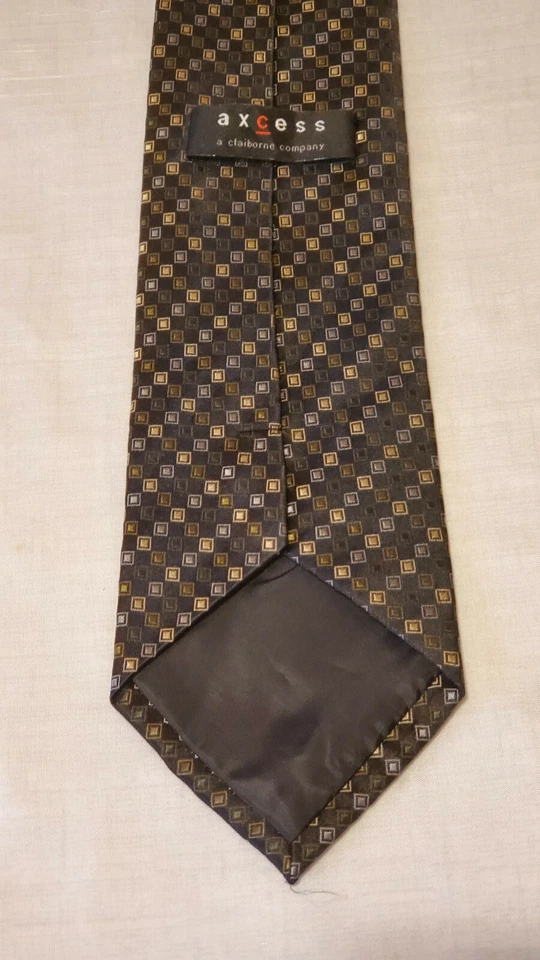 Corbata Para Hombre Axcess Claiborne Company Negro/Plateado Patrón Diamante 59" x 4" Foto 3 de 3