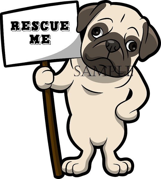 Pug Dog Breed Rescue Me Holding Sign Adoption Cartoon Custom T Shirt