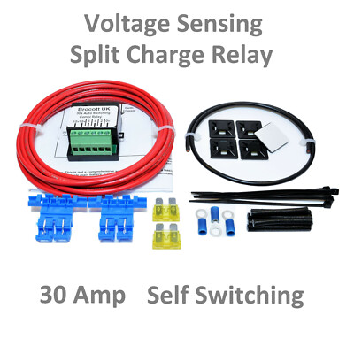 CAMPER VAN VOLTAGE SENSING RELAY SELF SWITCH RELAY KIT 12V, 30 AMP