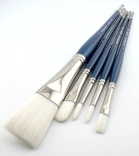 M. Grumbacher Academy Long Handle Paint Brush Lot - 5 Brushes, Assorted Sizes