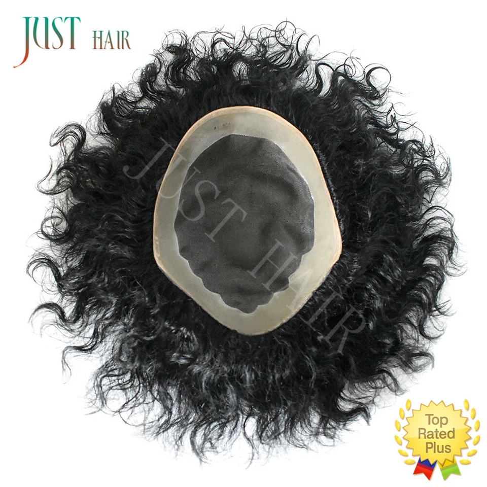 Pieza de pelo afro rizada para hombre toupee fino mono encaje rizado cabello humano sistema de PU Foto 4 de 4