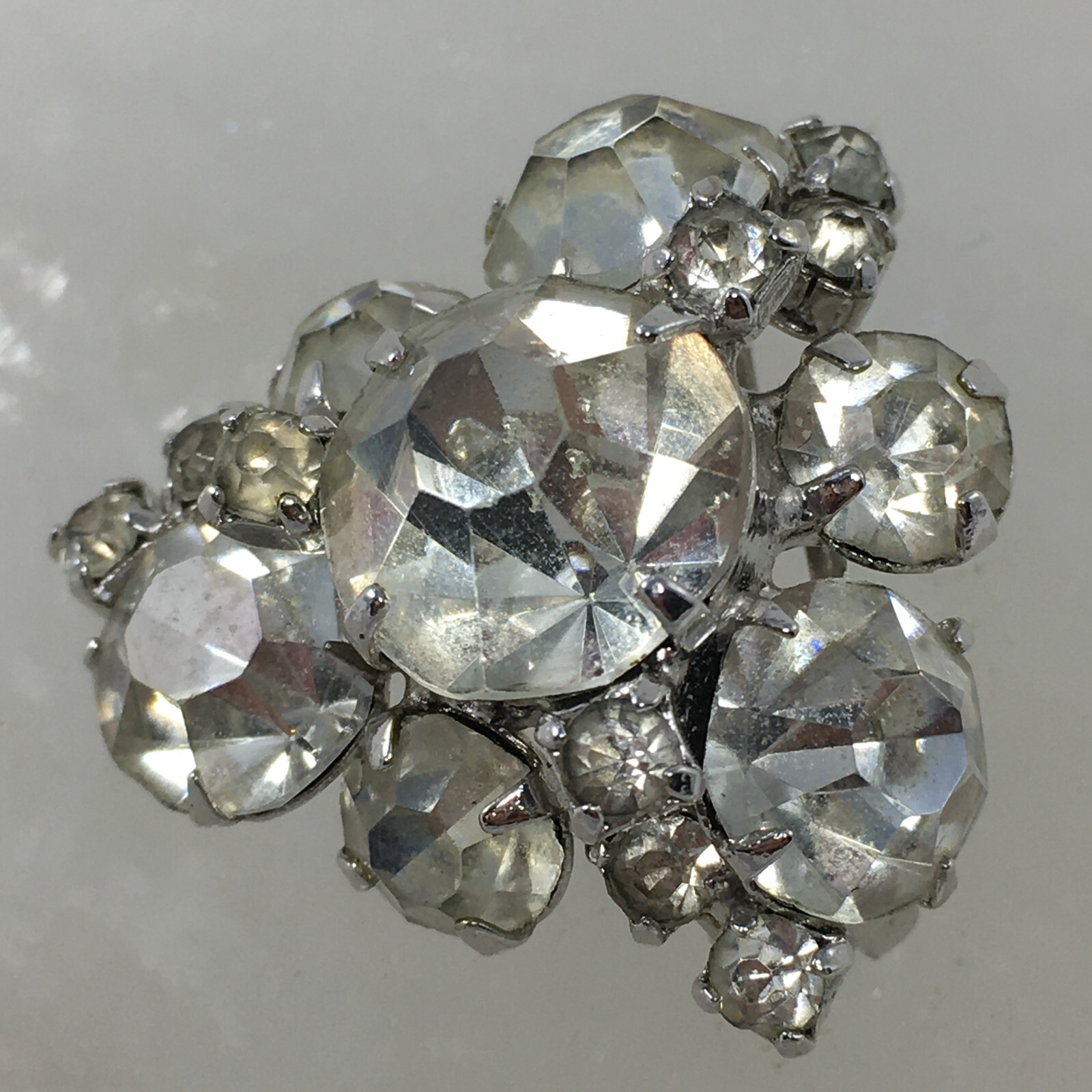 Clear Rhinestone Triangular Triangle Silver Tone … - image 13