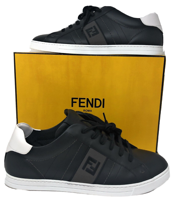 Fendi Mens Authentic Black+ Ultraw+ ASPH Black & White Sneakers