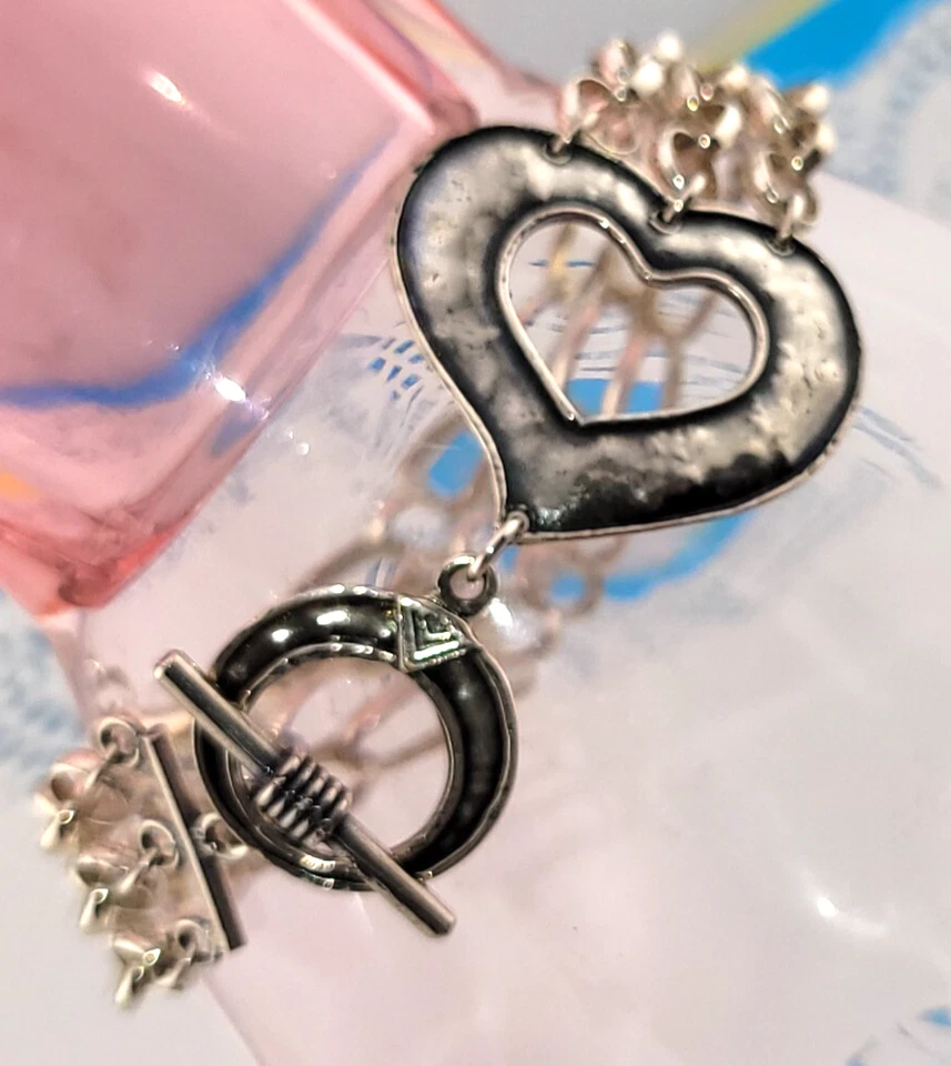Silpada Retirada 💓Dije Corazón Cadena Capas Pulsera Plata Esterlina 7.5" B1510 Foto 4 de 4