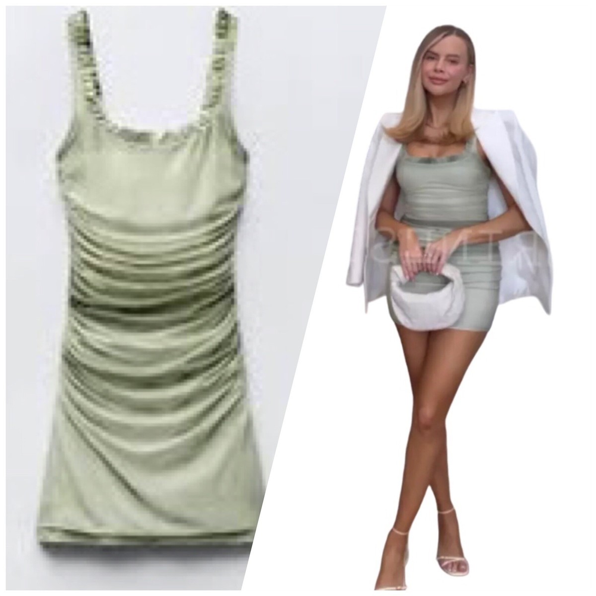FESTIVE ZARA Short Tulle Dress Ruffles Feminine GREEN (M) PTP 17 2390/172