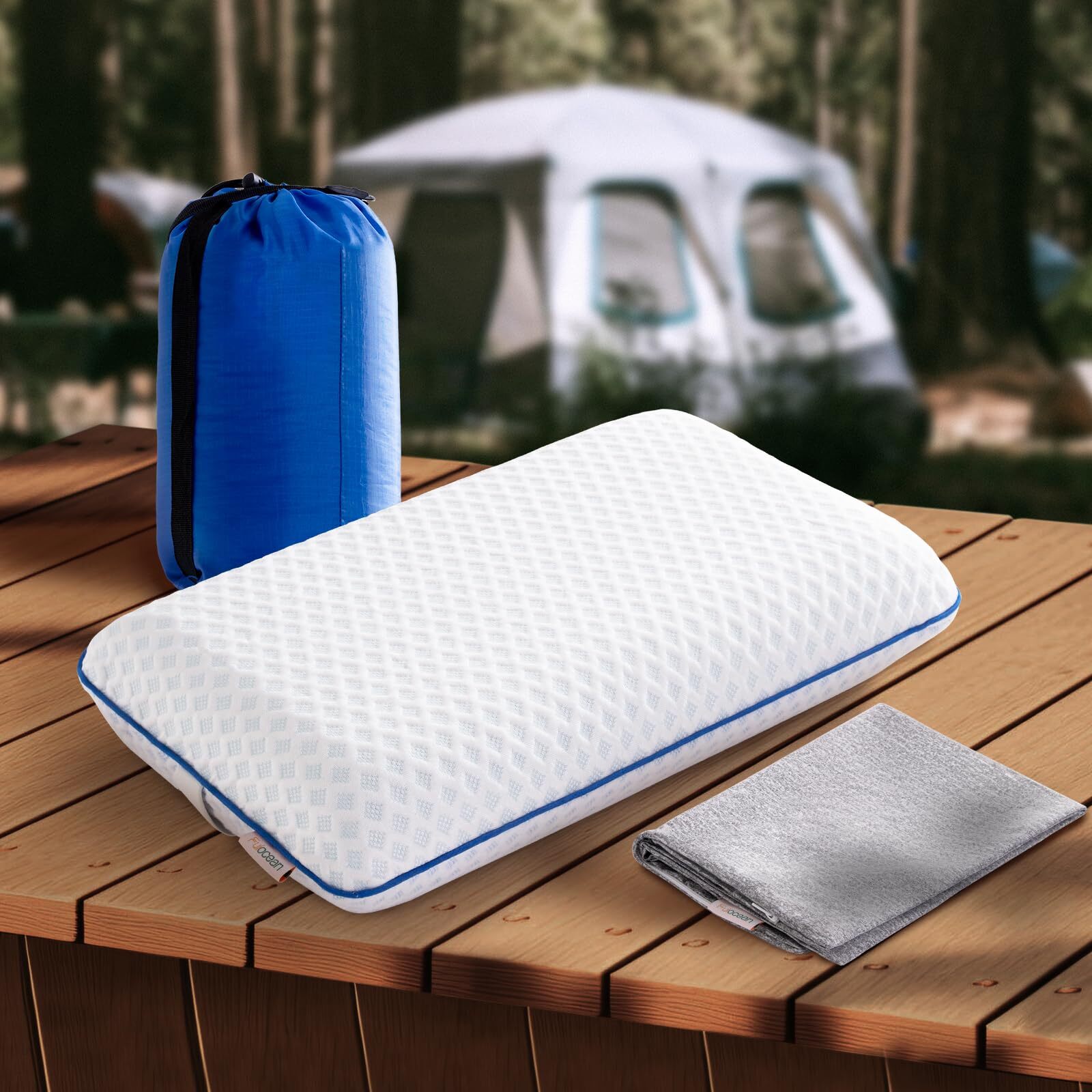 Travel & Camping Cooling Memory Foam Pillow for Backpacking&