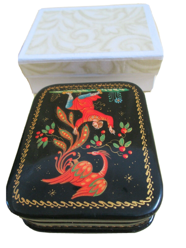 Original Firebird Fairy Tale Laquered Box/Handmade/3.25"x2.5"x1"/Mstera-Russia - Picture 3 of 6