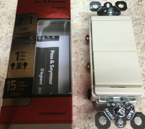 6 Legrand Combo Two Single Pole Switches 15A 120VAC TM811-LACC6 Light Almond
