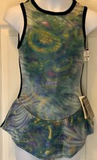 GK TIE-DYE HOLOGRAM ICE FIGURE SKATE GIRLS LARGE TRICOT SLVLS DRESS Sz CL NWT