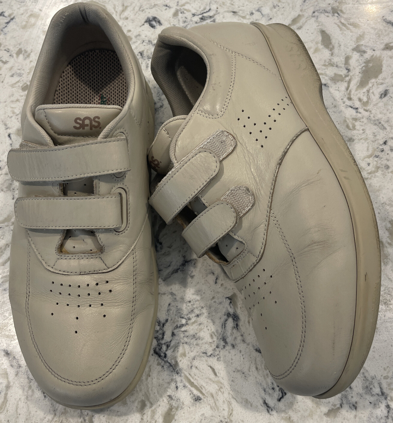 Mens Size 8.5 SAS Strap Comfort Beige Leather Walking Orthopedic