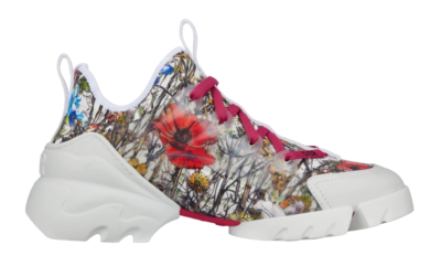 ✨美品✨ Christian Dior D-Connect フラワー スニーカー Dior D Connect Mille Fleurs White Red Floral Lace Up Flat Trainer