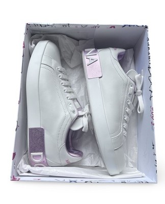 Dolce & Gabbana Portofino Sneakers Women s EU 41.5 White Pink Leather Italy
