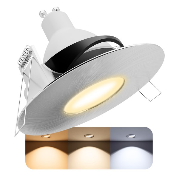 Yoku Einbaustrahler Schwenkbar IP65 Alu 5W GU10 Drei Lichtfarben Deckenspot-image