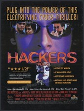 HACKERS - Orig. Anuncio comercial 1995 / póster - Angelina Jolie - video Promo - Cyberpunk