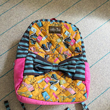 Matilda Jane Girls Multicolor Striped Backpack Bow Button Zip Adjustable Strap