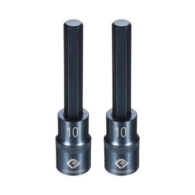 2pcs Hex Socket 10mm 1/2\'' S2 Steel Blue, for Use with Pulse Screwdriver