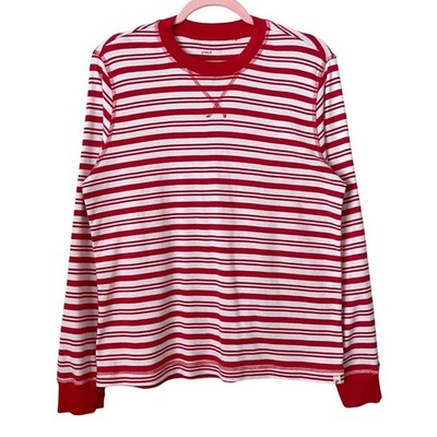 Pact Shirt Womens Large Red White Organic Cotton Striped Long Sleeve T-Shirt