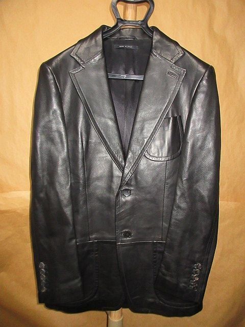 GUCCI Tom Ford Men Tailored Jacket Genuine Rare Used Vintage Leather Black Japan