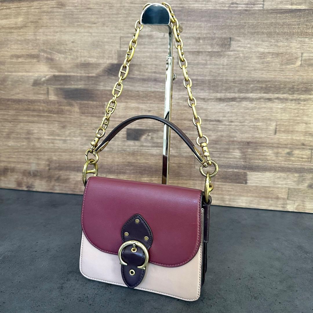 Coach Colorblock Leather Shoulder Bag for Women Medium VIN Used