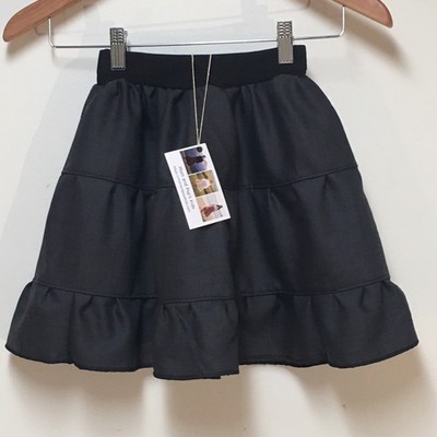 Skirt 100% Wool Girls 2/3 Knee Gray Ruffle Tiered Lightweight Mom and Pop's Kids