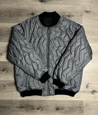 Vintage Y2K Sean John Quilted Bomber Jacket Reversible Gray Black