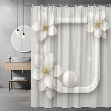 Elegant White Floral Shower Curtain for Modern Decor