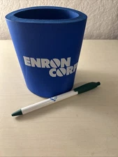 ENRON CORP Foam Soda Can Cooler Cozy Coozie + Pen