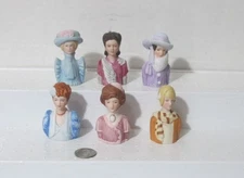 Vintage Complete Set Of 6 Elegant Lady Bust Circa Porcelain Thimble: Avon 1983