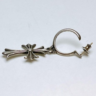 Chrome Hearts Tiny CH Cross Hoop Earrings 925 Silver 14K Gold Post