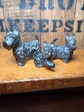 Vintage Miniature Porcelain Black Scottie Dog Scottish Terrier Figurines 3 