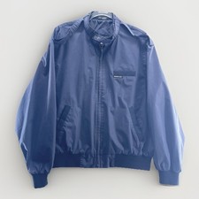 Members Only Vintage Mens Navy Blue Large Bomber Coat Jacket WEAR TEAR READ L