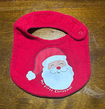 Carter's Christmas Santa Red Cotton Drool Bib, My First Christmas, Snap