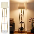 Stehlampe Vintage mit Regal Stehleuchte LED Wohnzimmer Bodenlampe Luxus Marmor