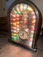 Vintage 80s Jesus Lighted Tunnel Infinity Mirror Desk Table Gold Clock Art Vintage 80s Jesus Lighted Tunnel Infinity Mirror Desk Table Gold Clock Art