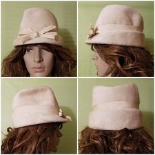 Vintage Gladys Belle Cloche Hat Ivory Church Wedding Derby Party