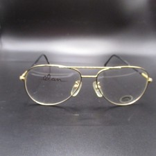 Elan Korf Eyeglass Frames Aviator Gold Tone Black 56-18-140 Vintage DEMO
