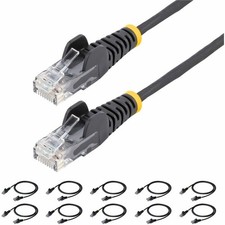 StarTech 6in Black Slim CAT6 Cable, 10 Pack, ...