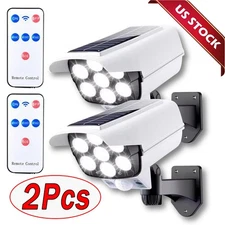 2Pcs Solar Light LED Wall Lamp Security Dummy Camera Wireless Monitor Waterproof