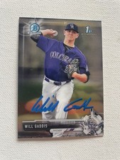Signed 2017 Bowman Draft Chrome Will Gaddis Rockies Autographed Auto