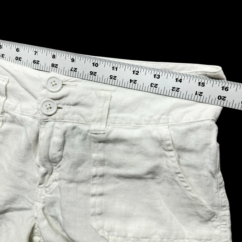Sanctuary Surplus Linen Shorts Pants Women's Size 27 White Pockets Mid Rise - Image 3 of 4