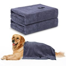 2 Pack Microfiber Dog Towels for Drying Dogs, Super Absorbent 2-Pack, Grey