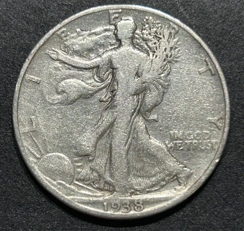 1938-D WALKING LIBERTY SILVER HALF DOLLAR VG+++ , Key Date!!