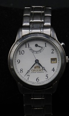 ORIENT Automatik Uhr POWER RESERVE - DATUM. Zifferblatt weiß Ø 36 mm